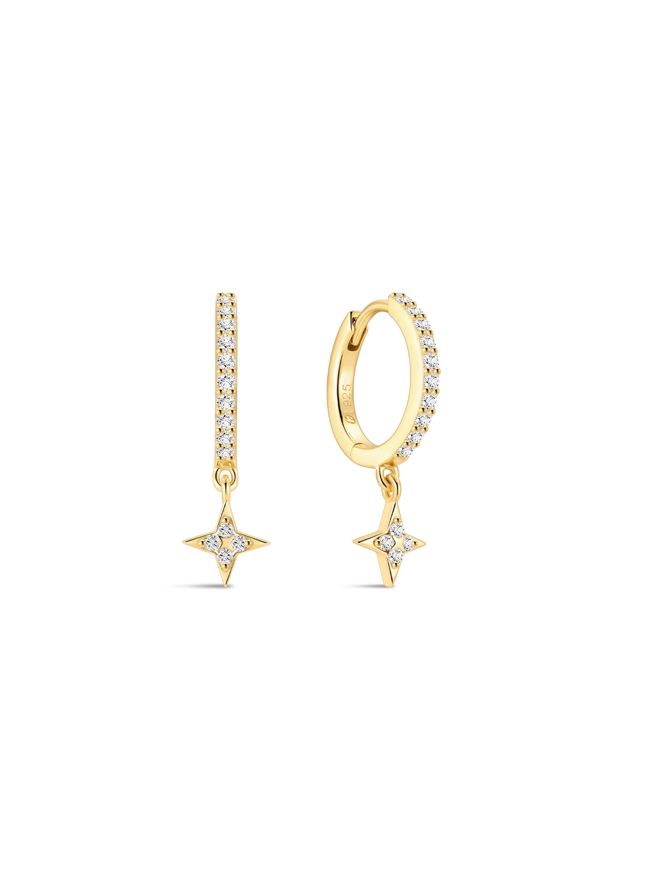 Étoile Pavé CZ Pendant Hoops in 18K Gold Vermeil