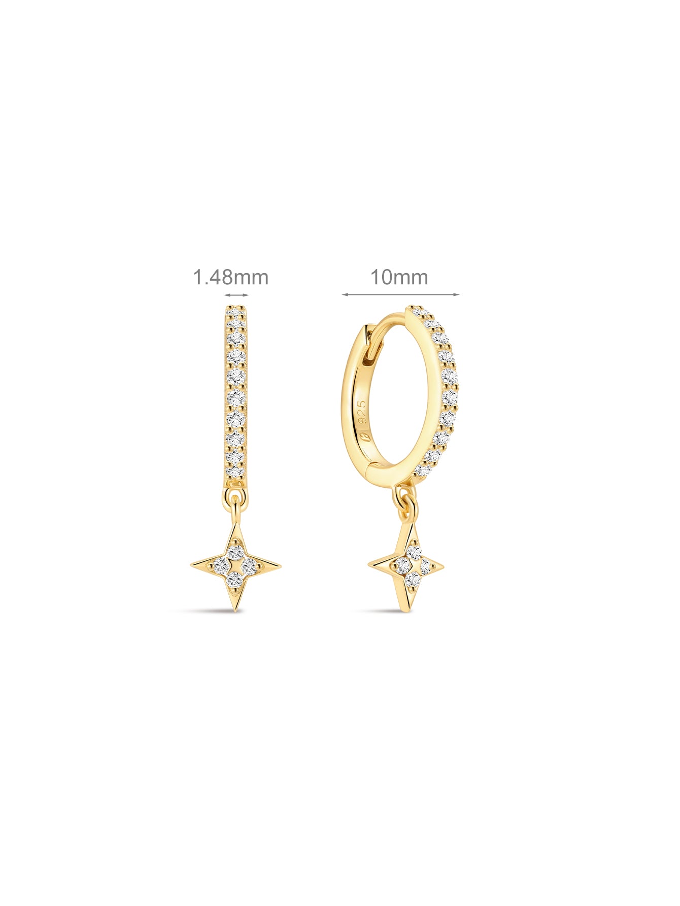 Étoile Pavé CZ Pendant Hoops in 18K Gold Vermeil