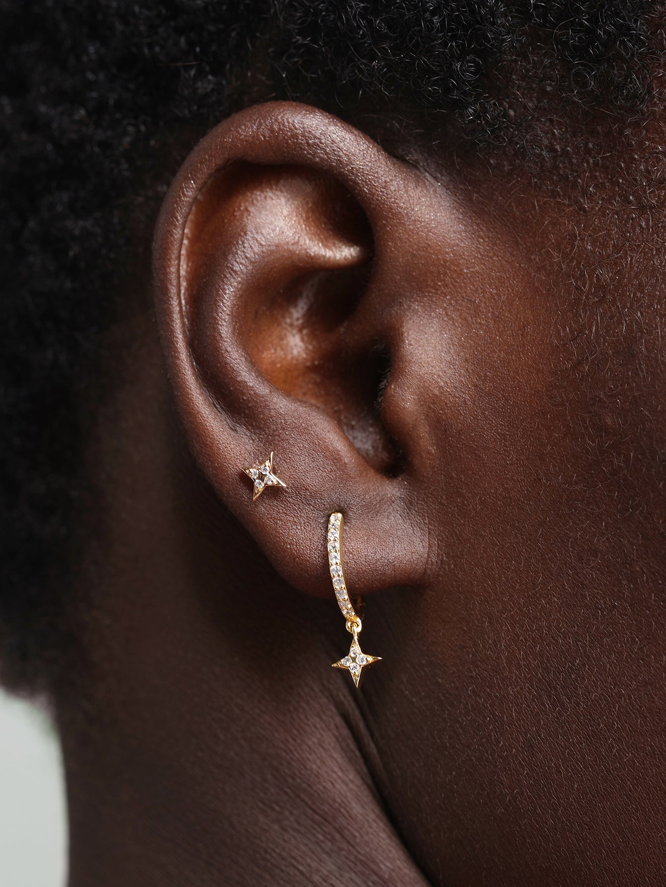 Étoile Pavé CZ Pendant Hoops in 18K Gold Vermeil