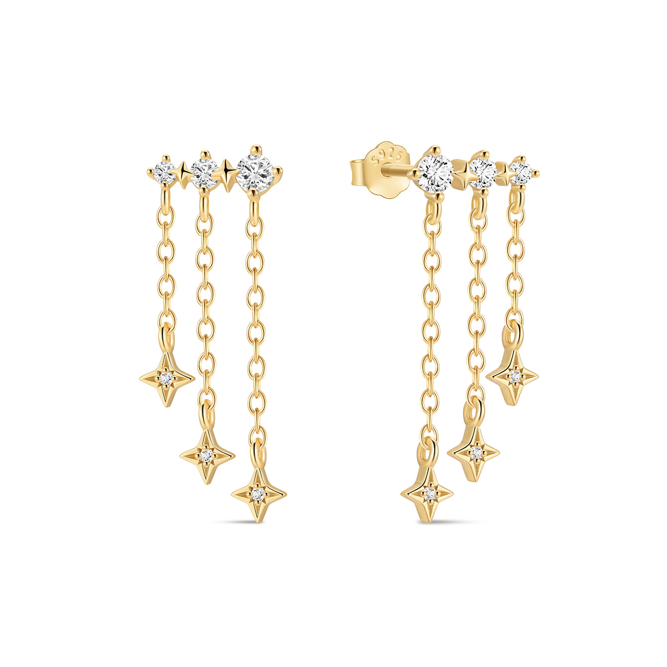 Étoile Pendant Chain Studs in 18K Gold Vermeil