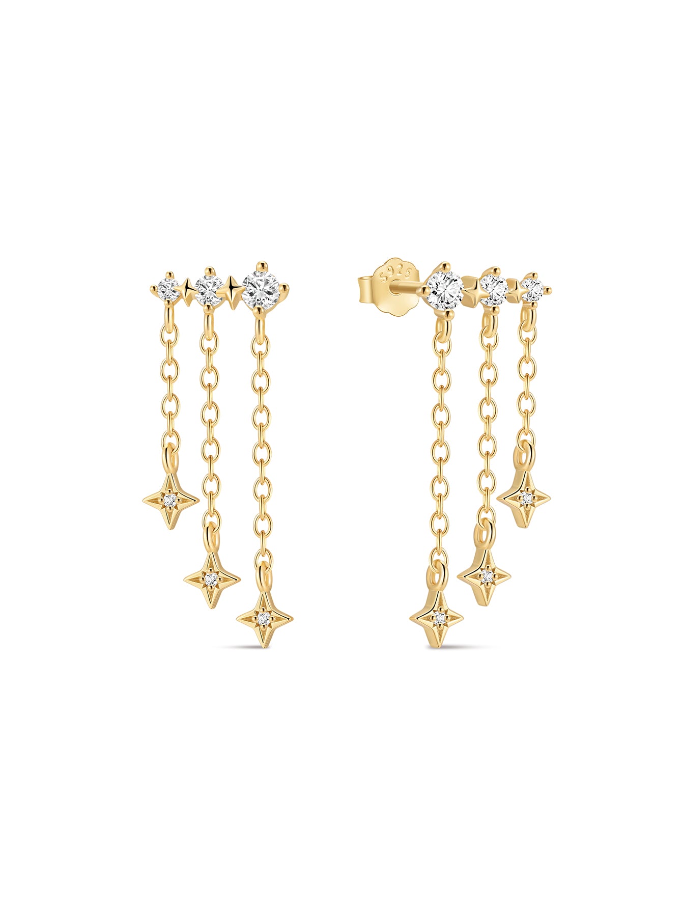 Étoile Pendant Chain Studs in 18K Gold Vermeil