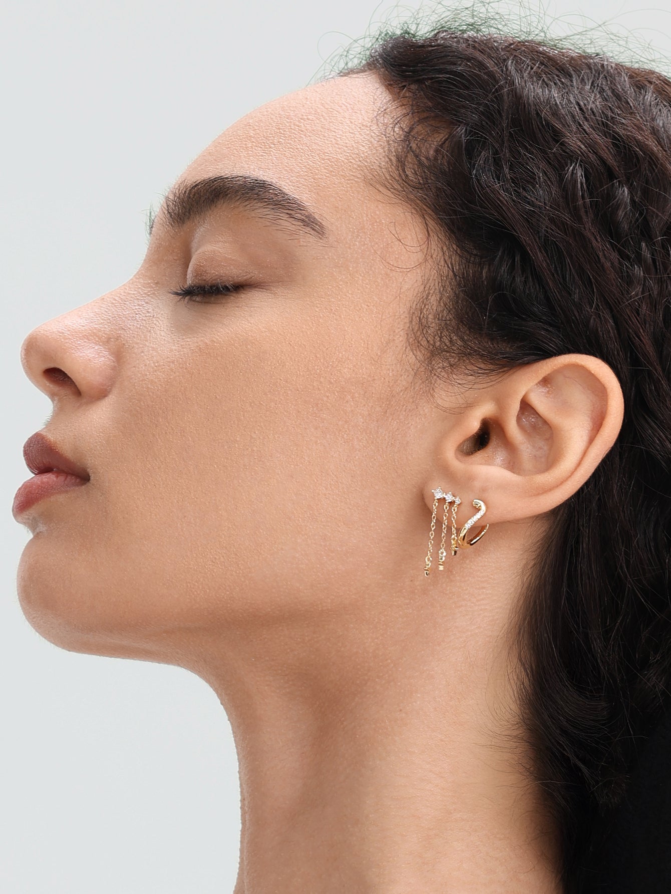 Étoile Pendant Chain Studs in 18K Gold Vermeil