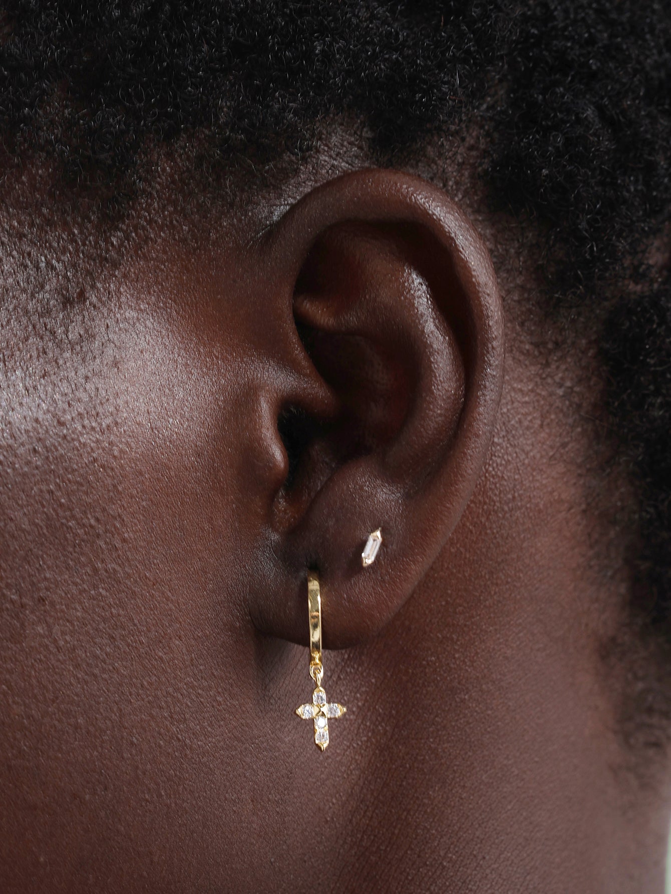 18K Gold Vermeil Prism Cross Hoops