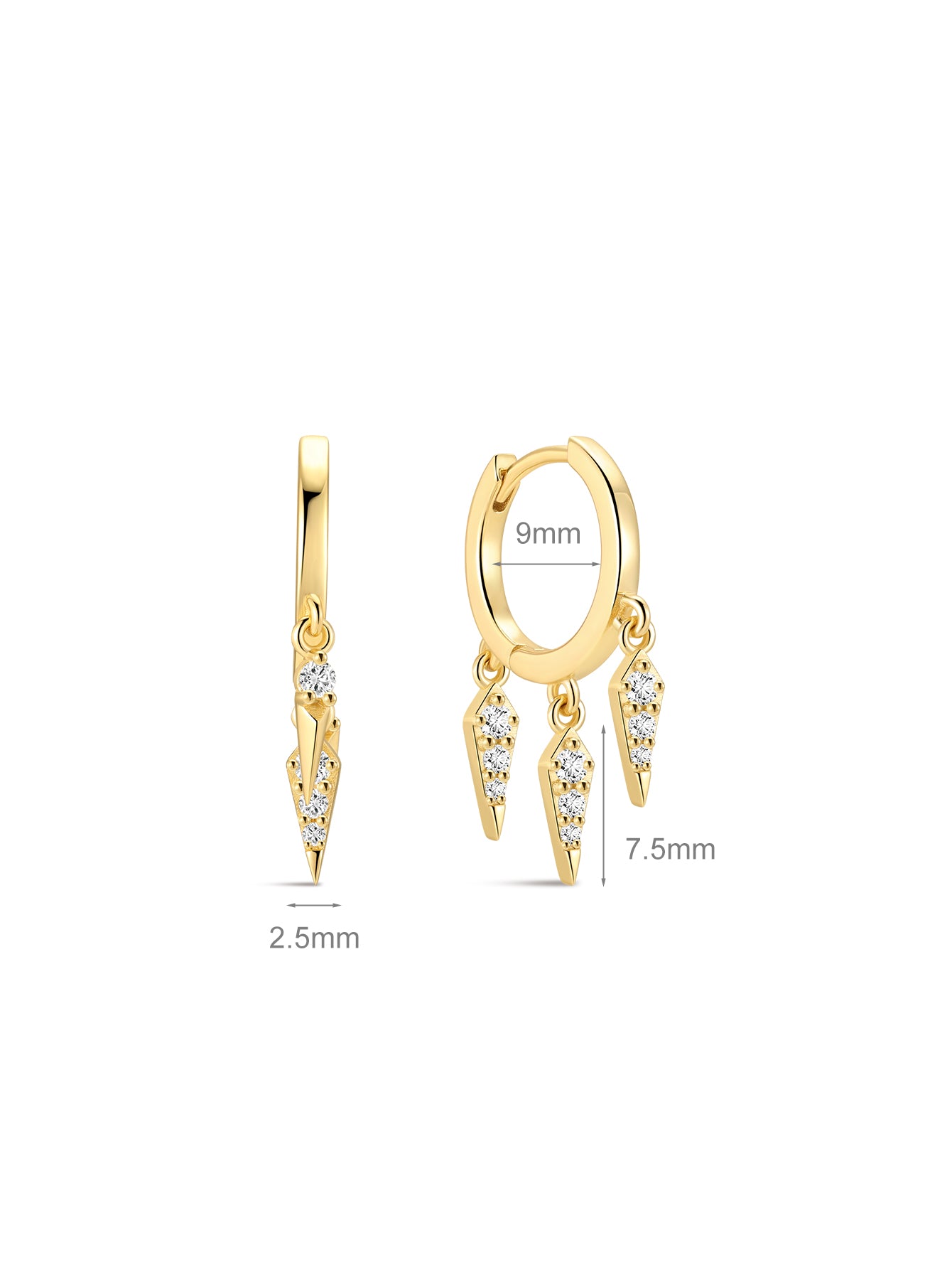 Créoles à rivets prisme en vermeil en or 18 carats