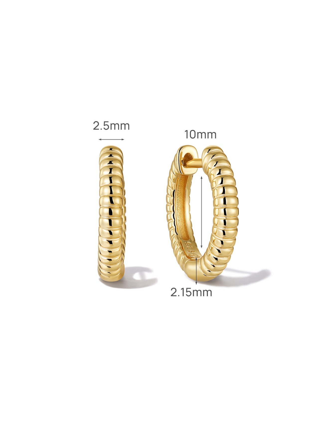 Essentials Classic Ridge Huggies in Gold Plated Sterling Silver