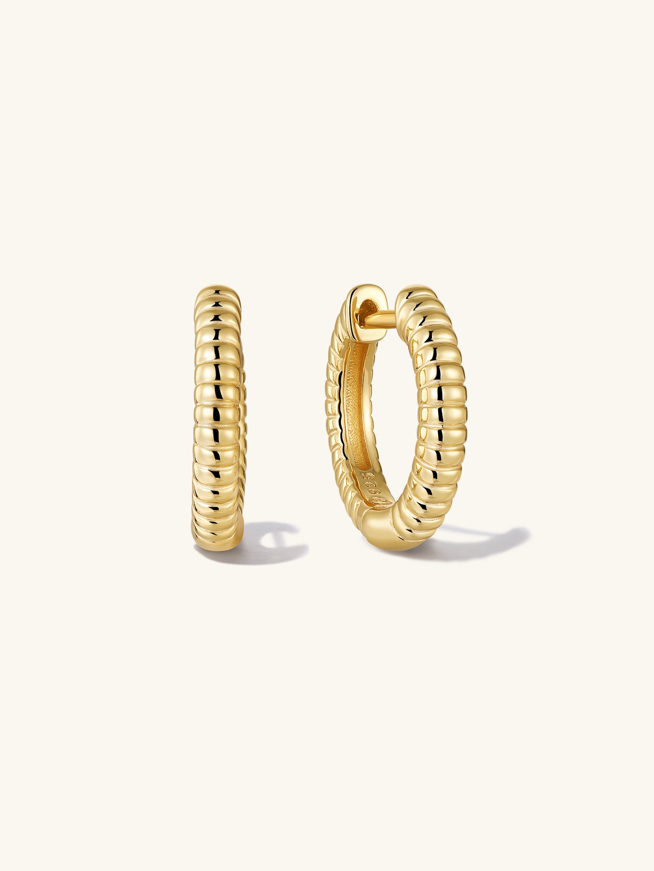 Essentials Classic Ridge Huggies in Gold Plated Sterling Silver