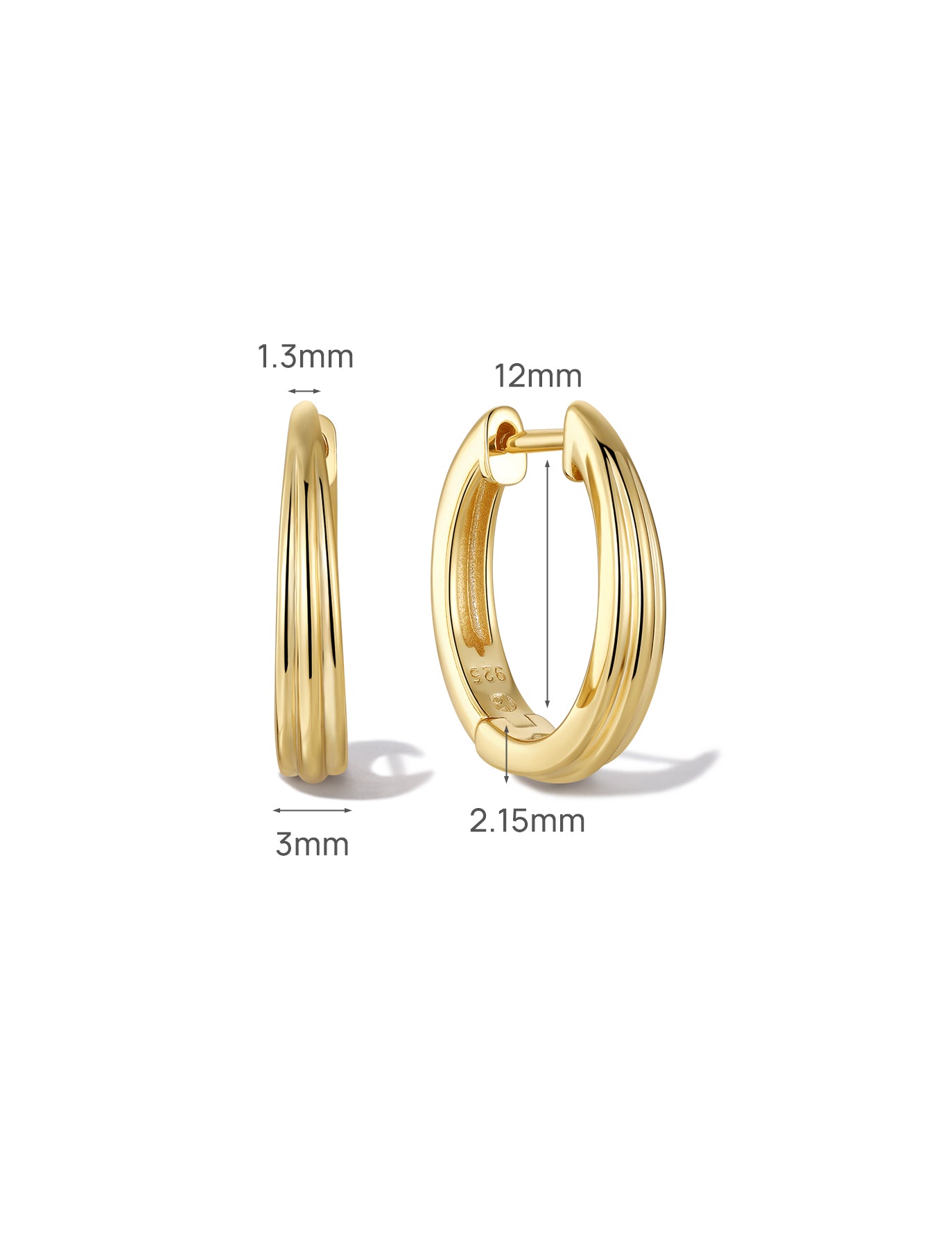 Essentials Linear Huggies in Gold Plated Sterling Silver