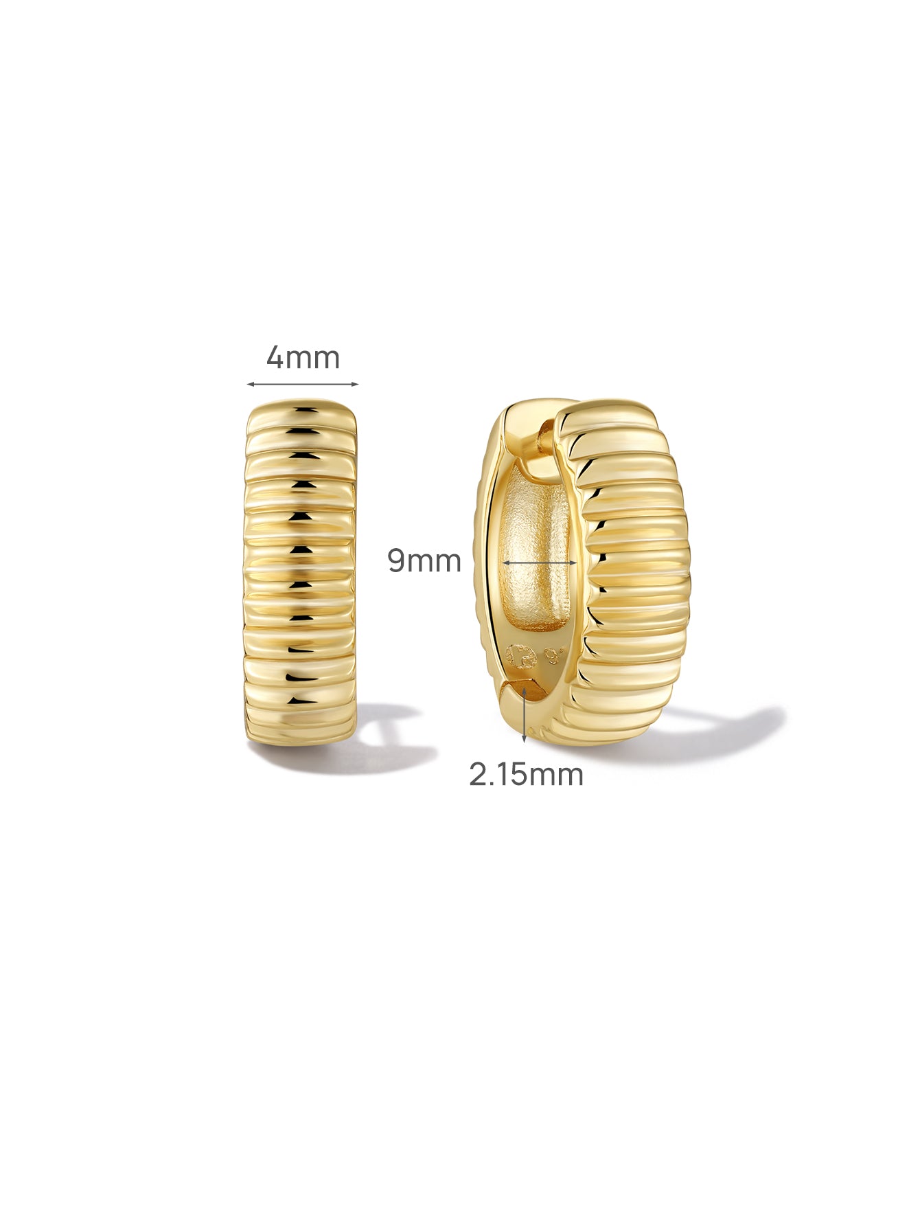Essentials Raised Edge Huggies in Gold Plated Sterling Silver