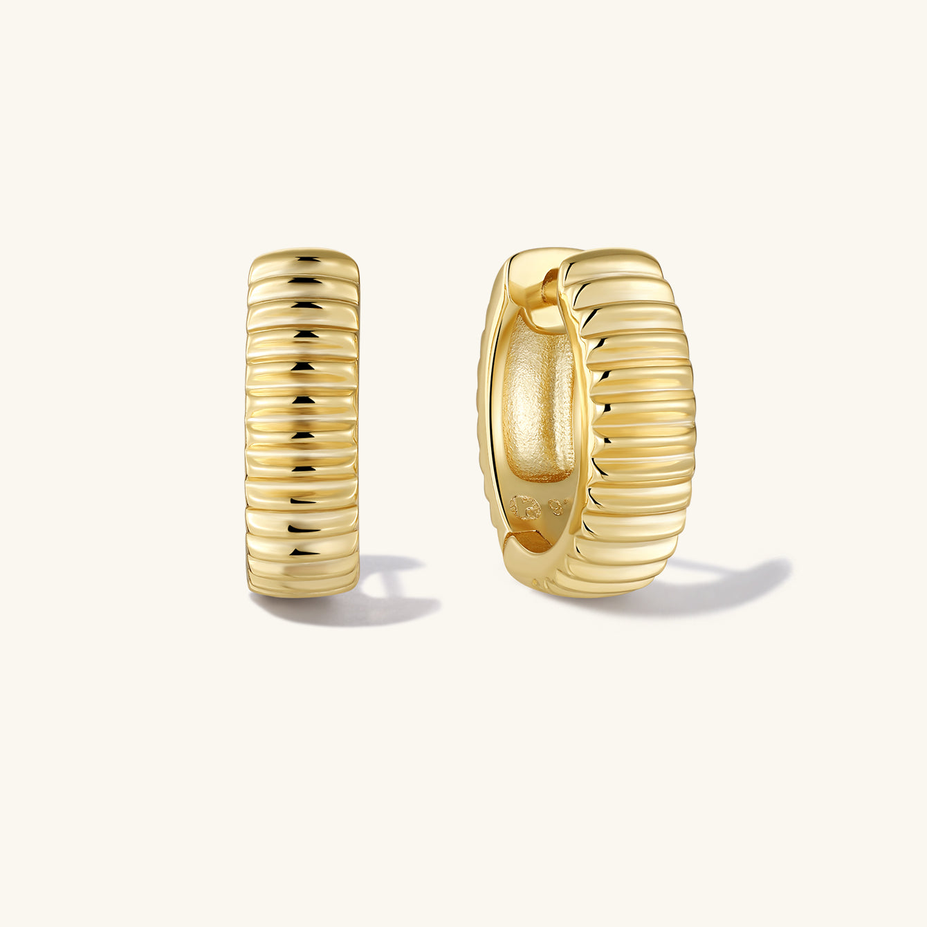 Essentials Raised Edge Huggies in Gold Plated Sterling Silver