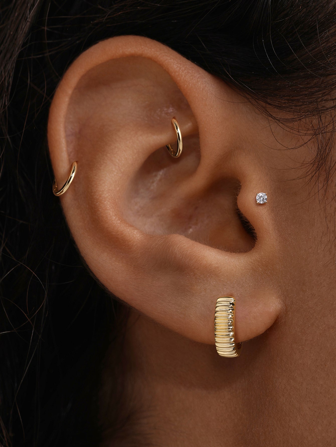 Essentials Raised Edge Huggies in Gold Plated Sterling Silver