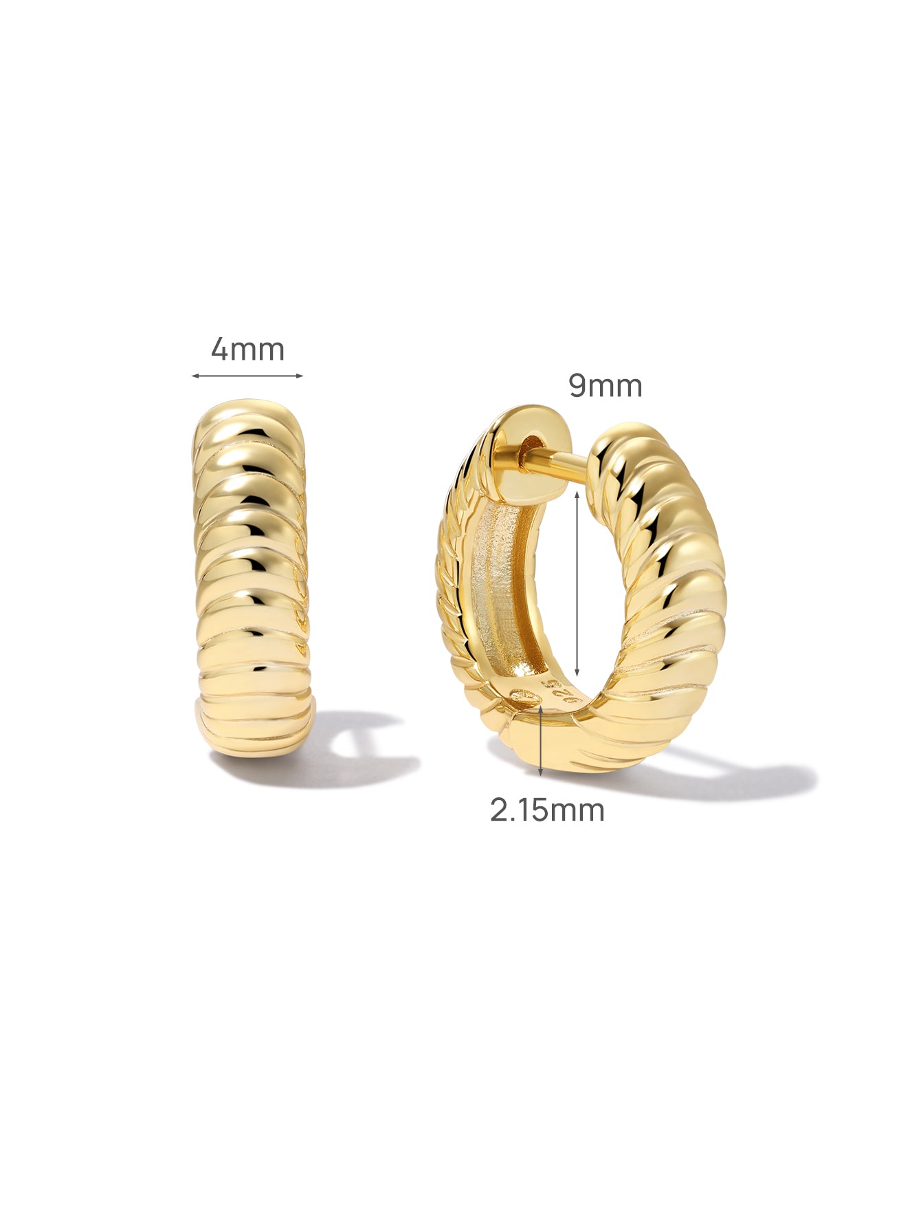 Essentials Stacked Texture Huggies in Gold Plated Sterling Silver