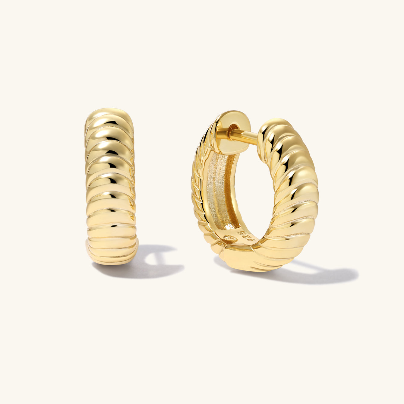 Essentials Stacked Texture Huggies in Gold Plated Sterling Silver