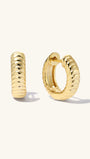 Essentials Stacked Texture Huggies in Gold Plated Sterling Silver