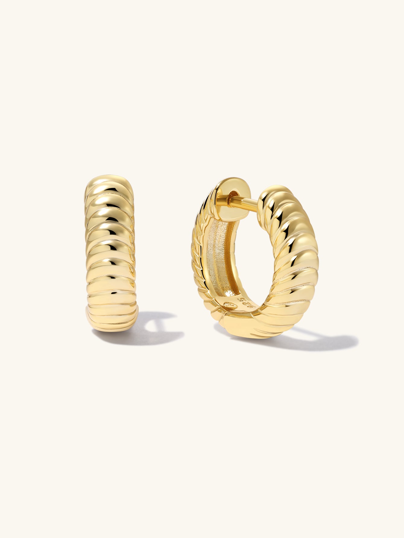 Essentials Stacked Texture Huggies in Gold Plated Sterling Silver