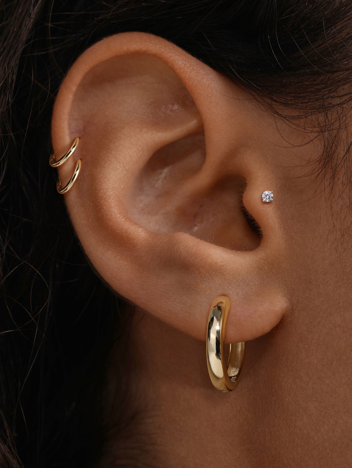 Essentials Tube Huggies in Gold Plated Sterling Silver