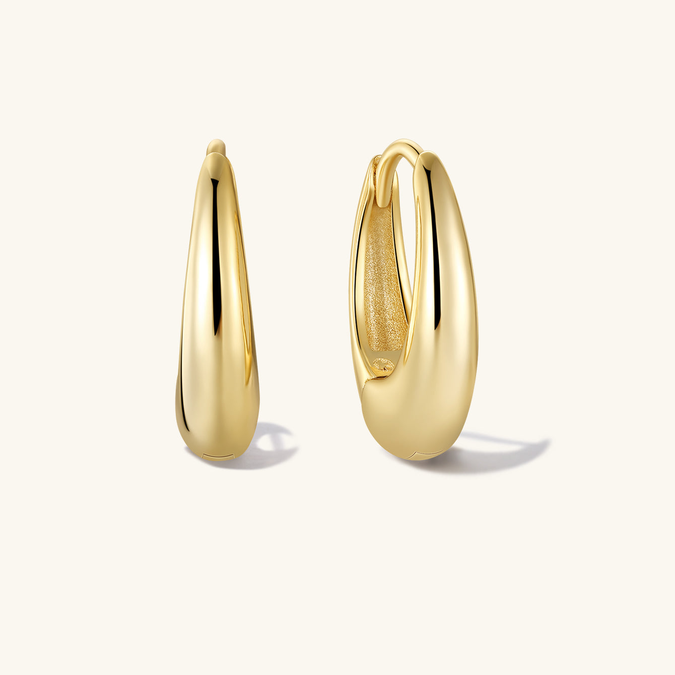 Essentials Oval Drop Huggies in Gold Plated Sterling Silver