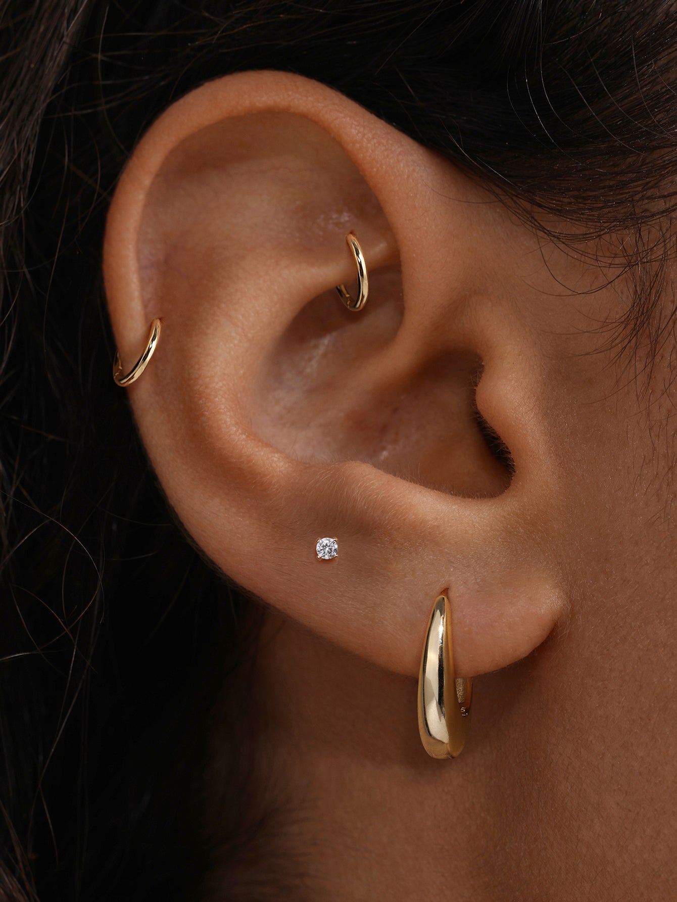 Essentials Oval Drop Huggies in Gold Plated Sterling Silver