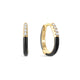Puzzle Black Enamel CZ Hoops in Sterling Silver