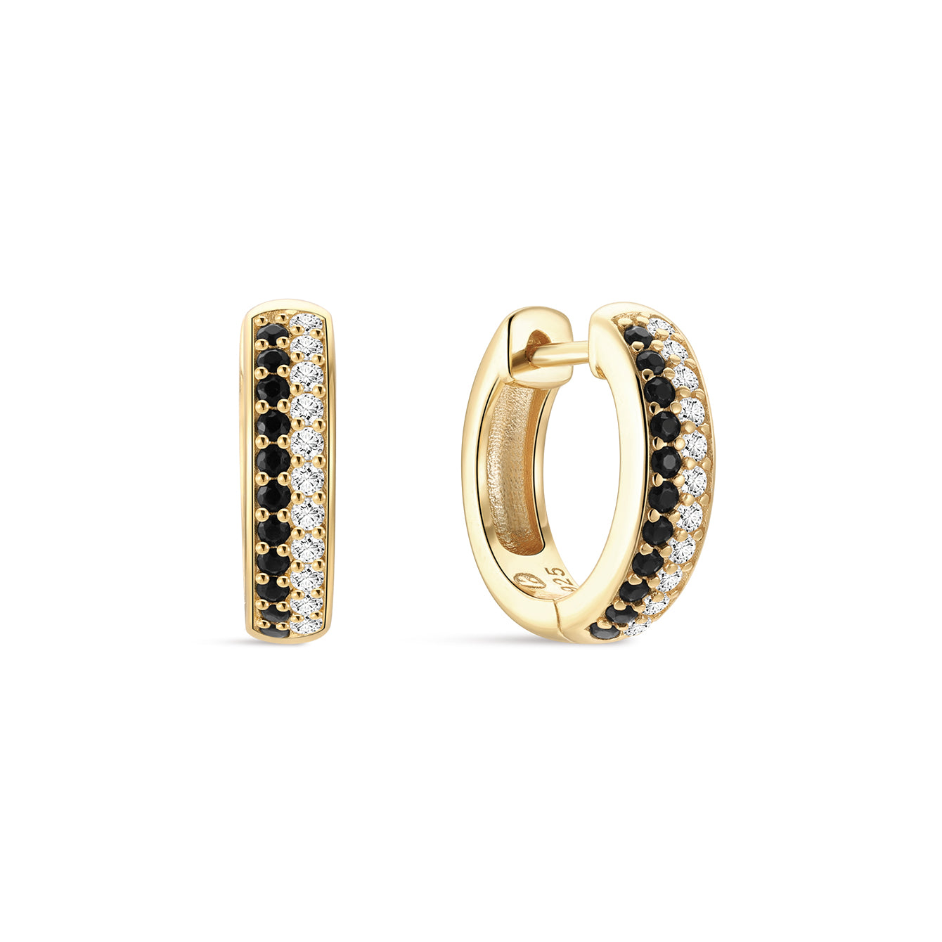 Puzzle Dual-Row Pavé Hoops in Sterling Silver