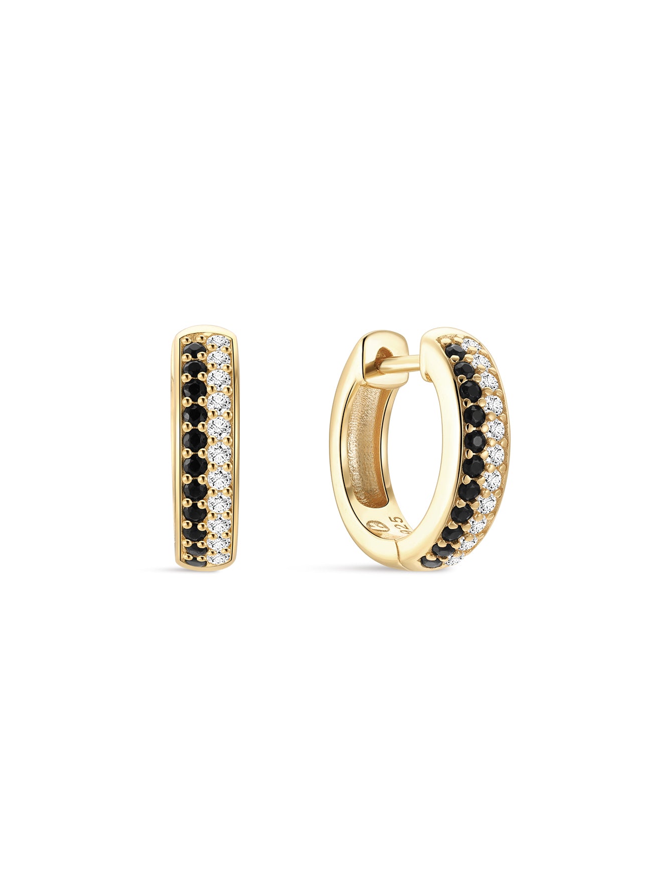 Puzzle Dual-Row Pavé Hoops in Sterling Silver