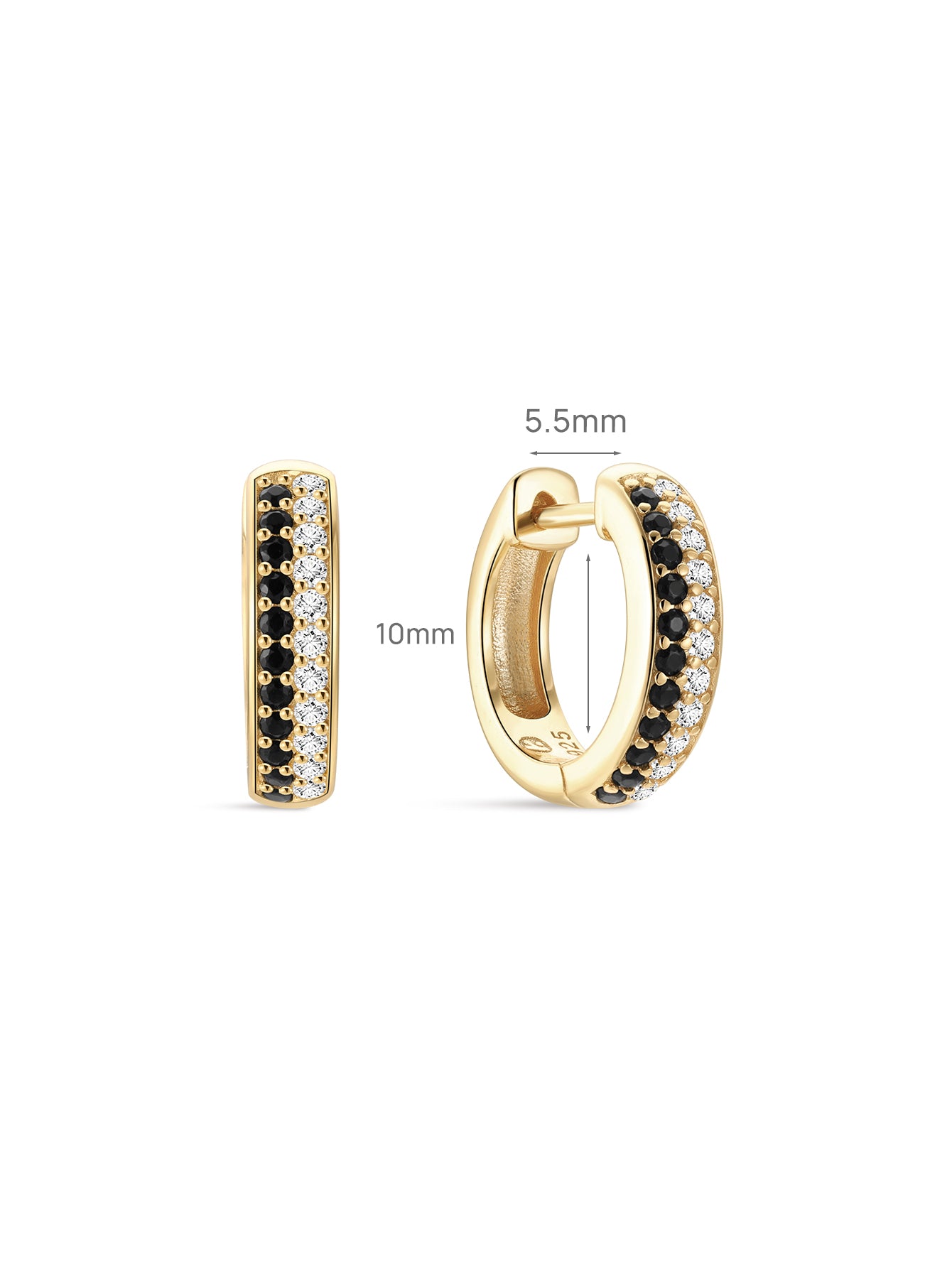 Puzzle Dual-Row Pavé Hoops in Sterling Silver