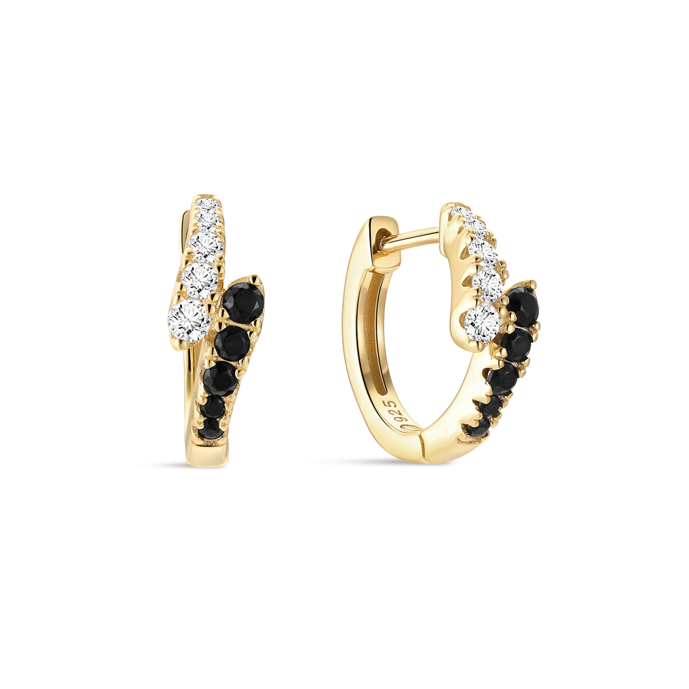 Puzzle Offset Pavé CZ Hoops in Sterling Silver