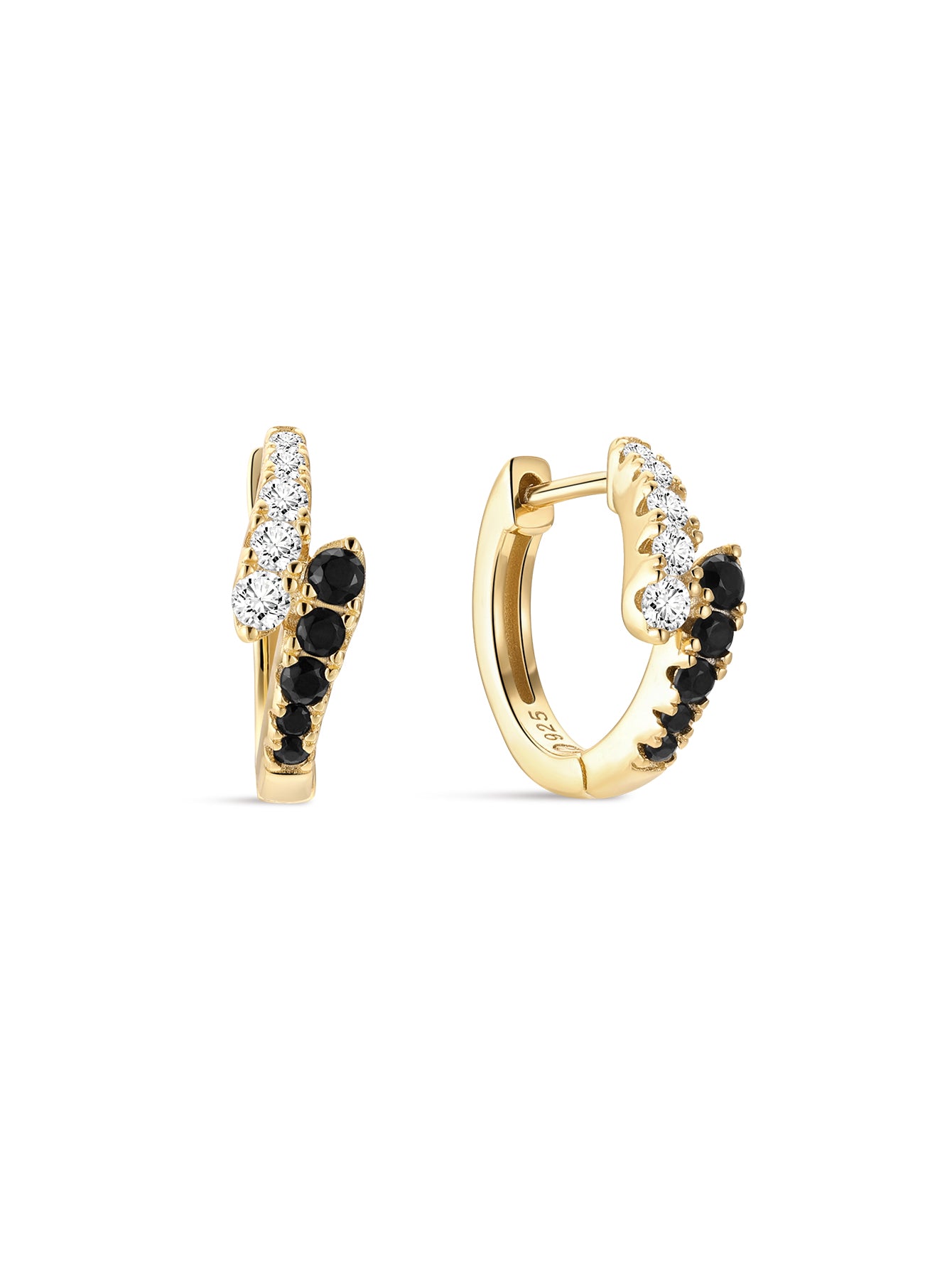 Puzzle Offset Pavé CZ Hoops in Sterling Silver