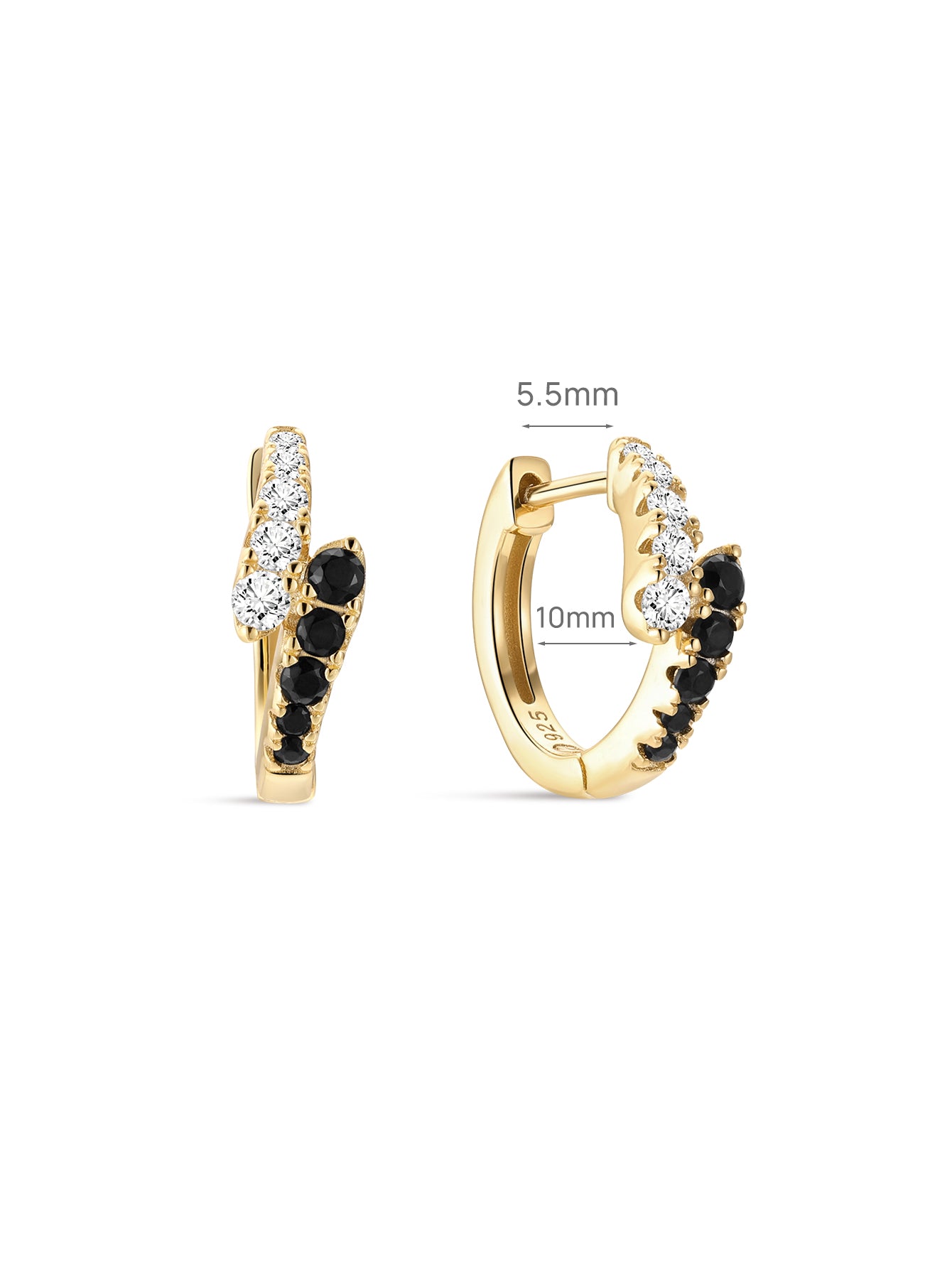 Puzzle Offset Pavé CZ Hoops in Sterling Silver