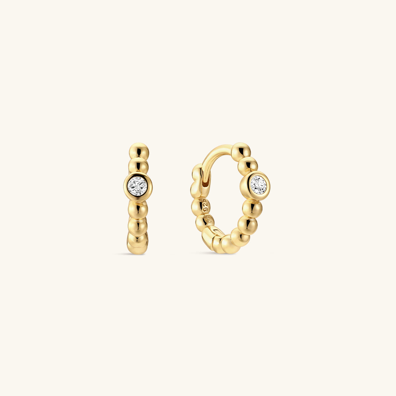 Perléa Beaded CZ Huggies In Sterling Sliver