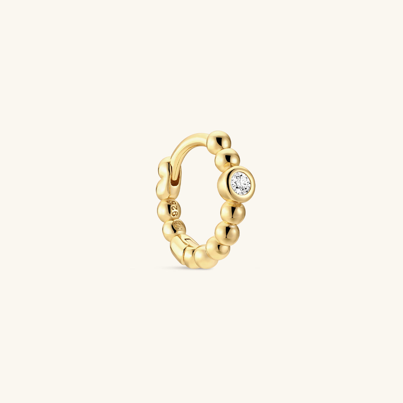 gioielli kosiner Perléa Beaded CZ Huggies in argento sterling