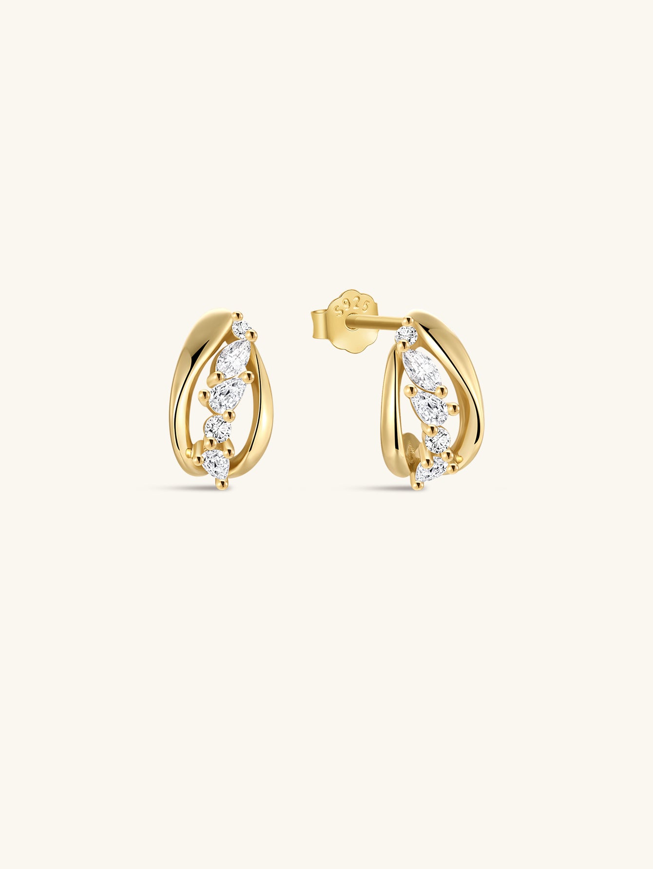 The Marquise Curved Studs in Sterling Silver