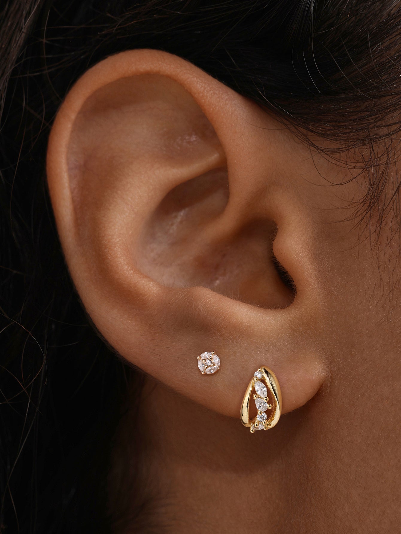 The Marquise Curved Studs in Sterling Silver