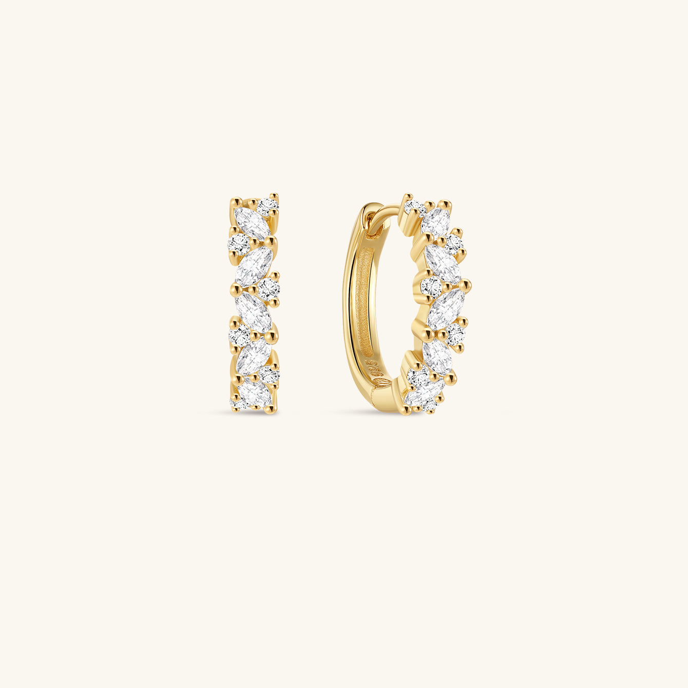 The Marquise Pavé Hoops in Sterling Silver