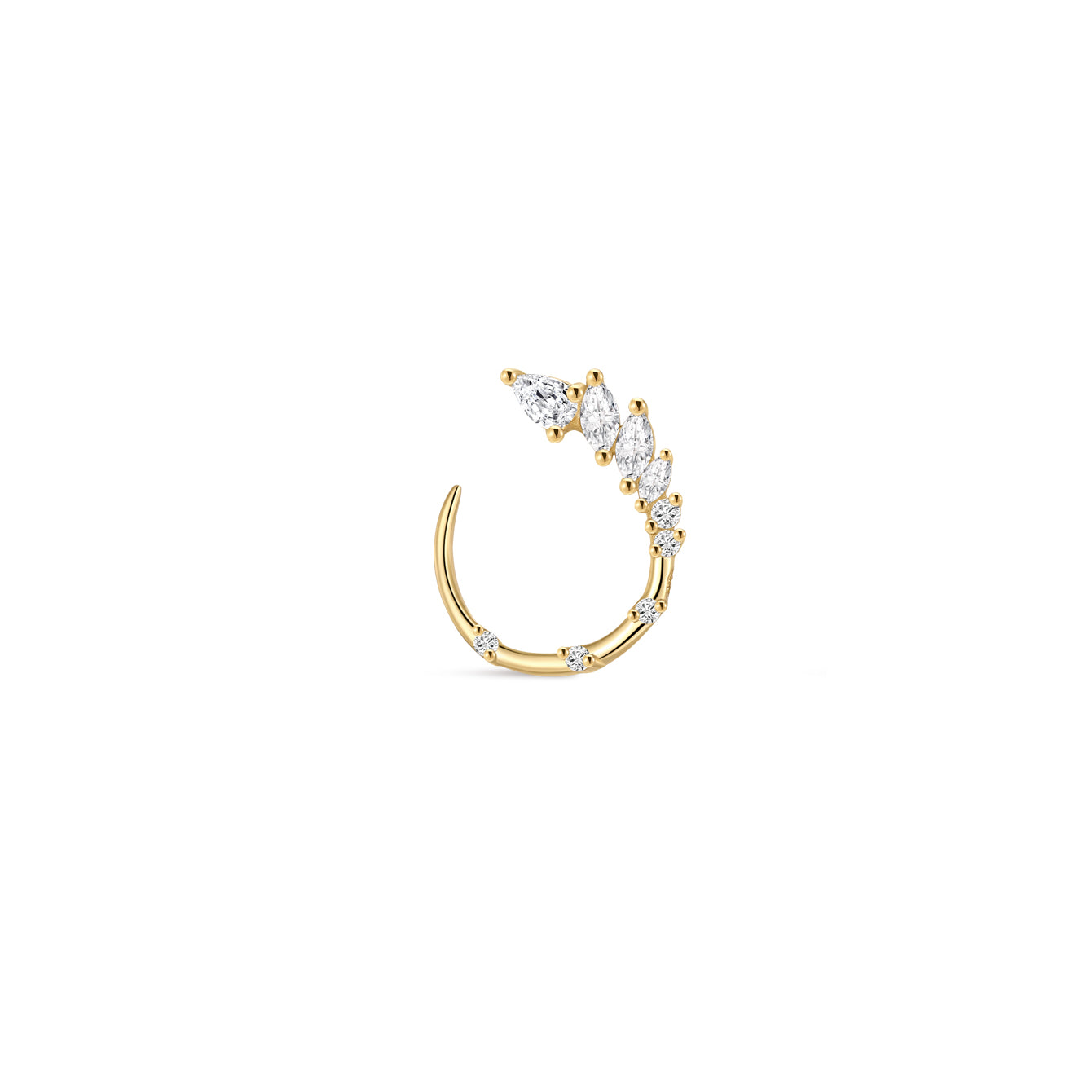 KOSINER ear stacked styling with 925 sterling silver marquise cz curved open hoop cartilage stud, multi-position helix lobe layered piercing jewelry