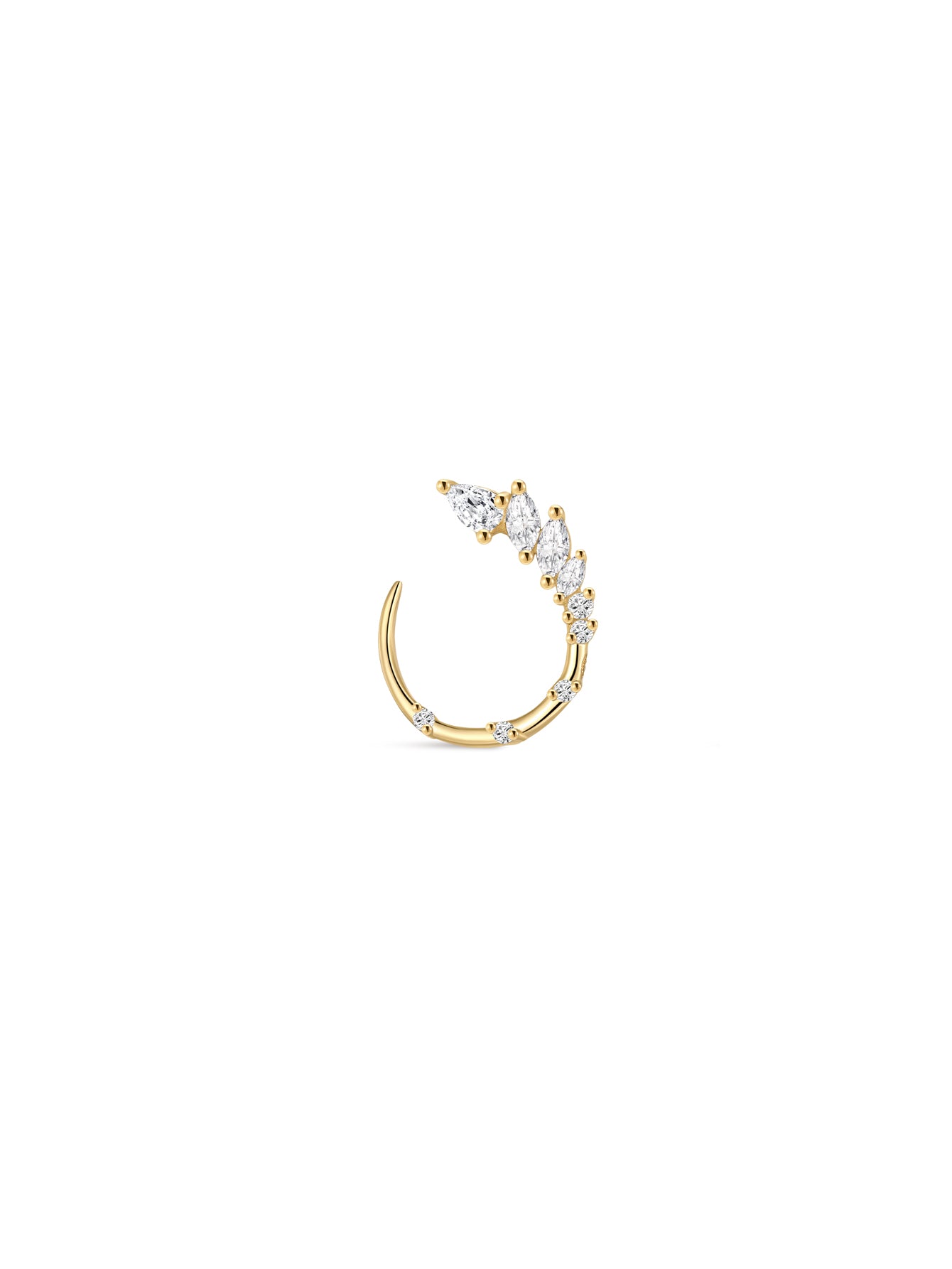 KOSINER ear stacked styling with 925 sterling silver marquise cz curved open hoop cartilage stud, multi-position helix lobe layered piercing jewelry