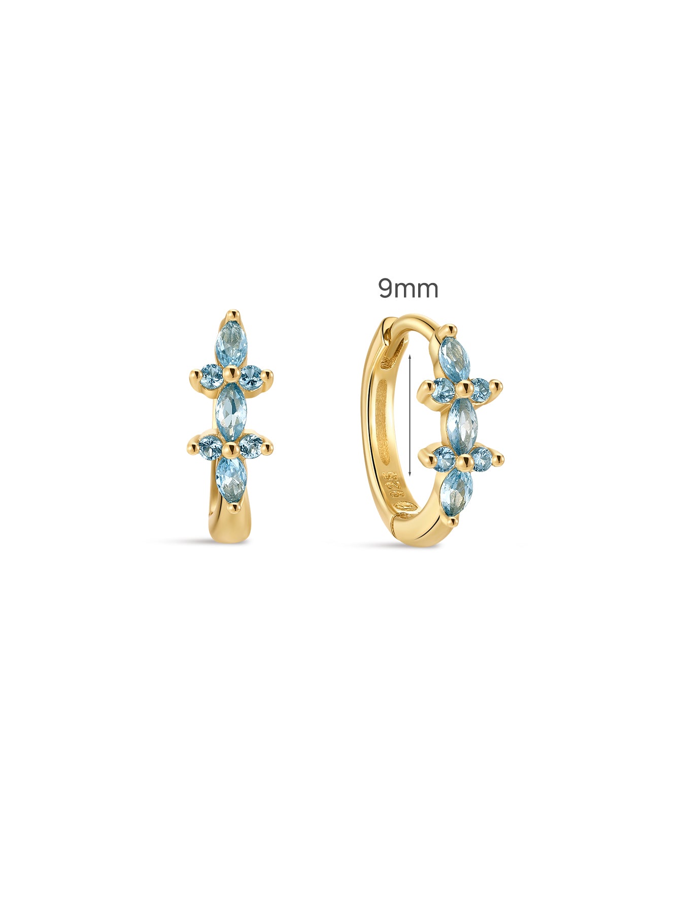 Gem Garden Aquamarine Marquise Hoops in Sterling Silver