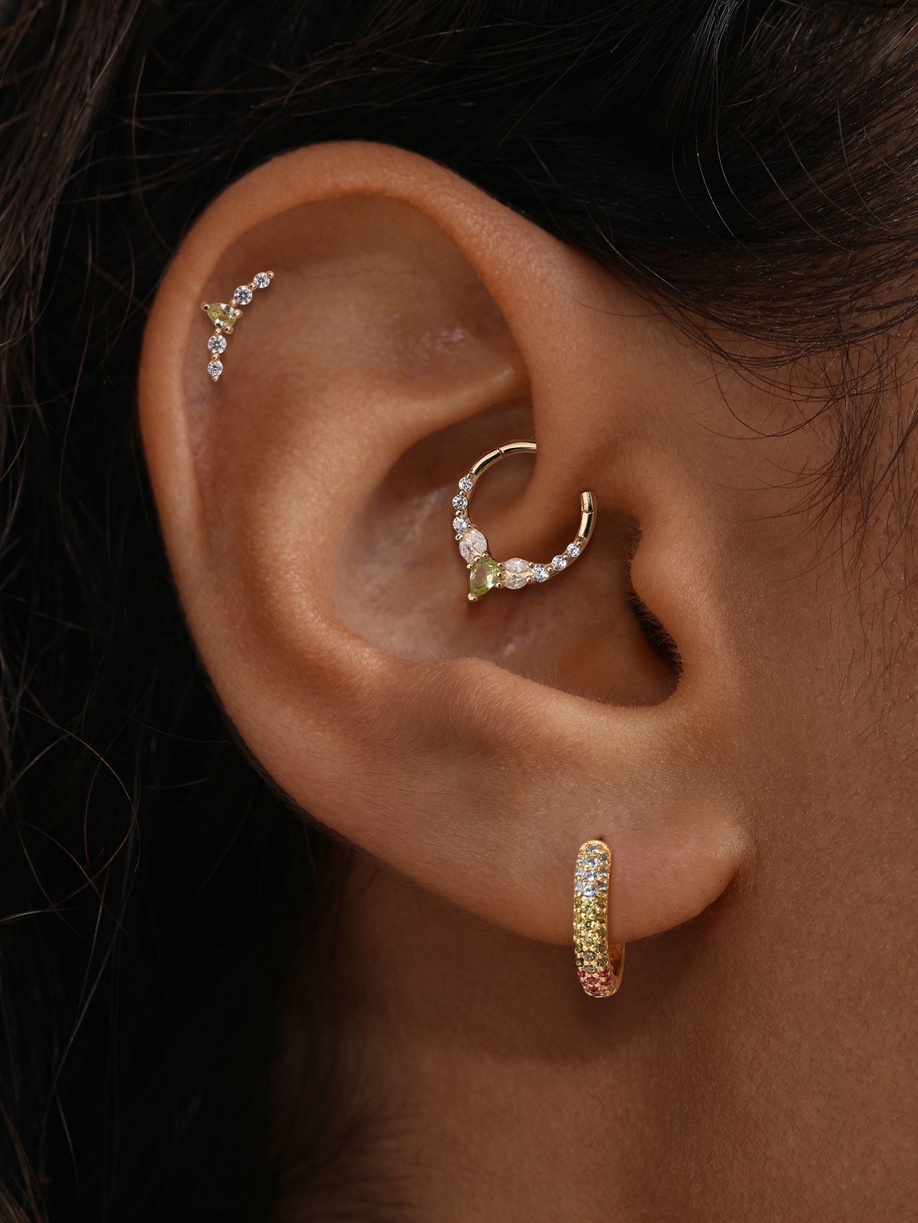 Gem Garden Multicolor Pavé Hoops in Sterling Silver