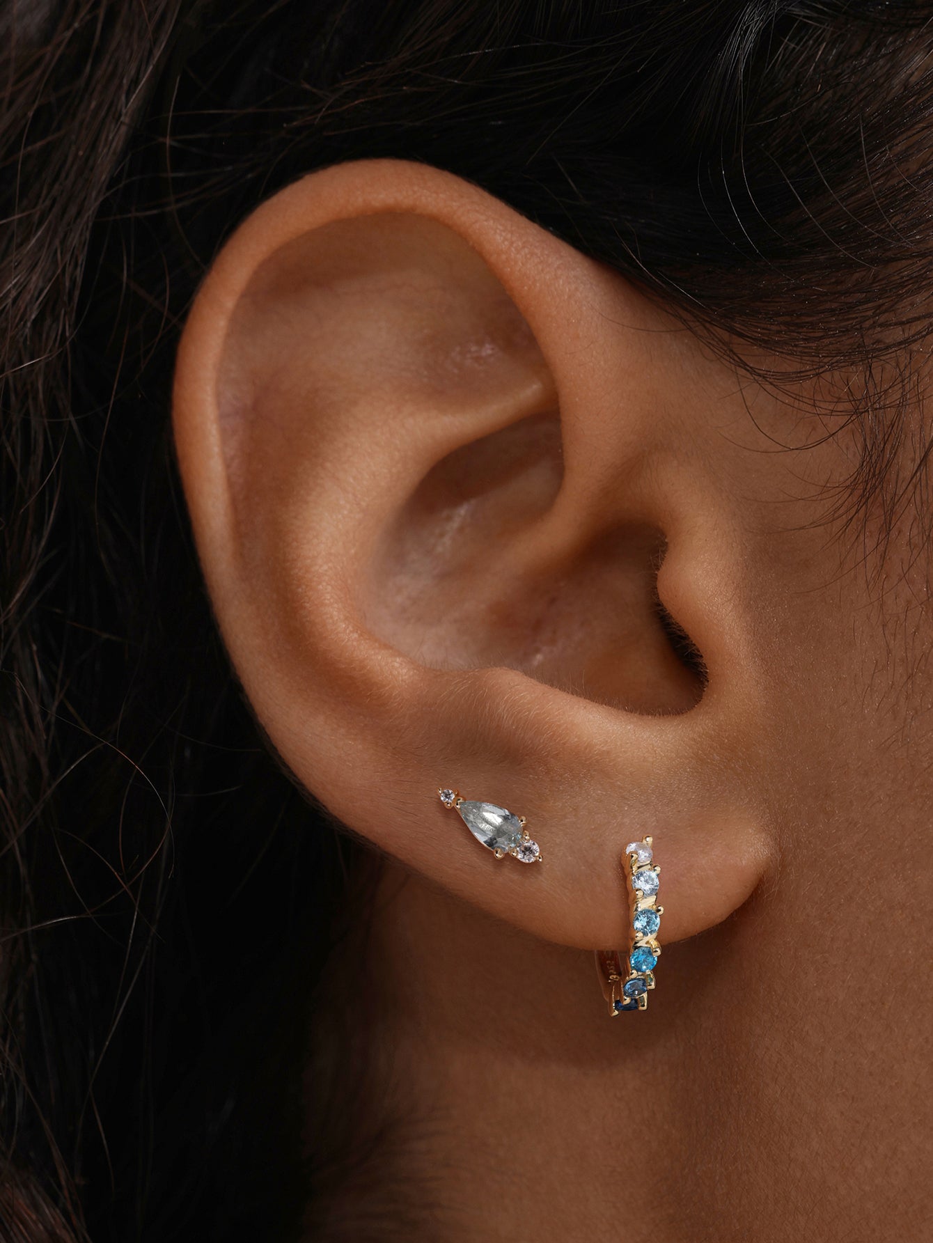 Gem Garden Twist CZ Huggie Hoops in 925 Sterling Silver