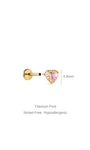 Kosiner Jewelry KOSINER Pink Ritual 925 Sterling Silver Romantic Heart Flat Back Stud