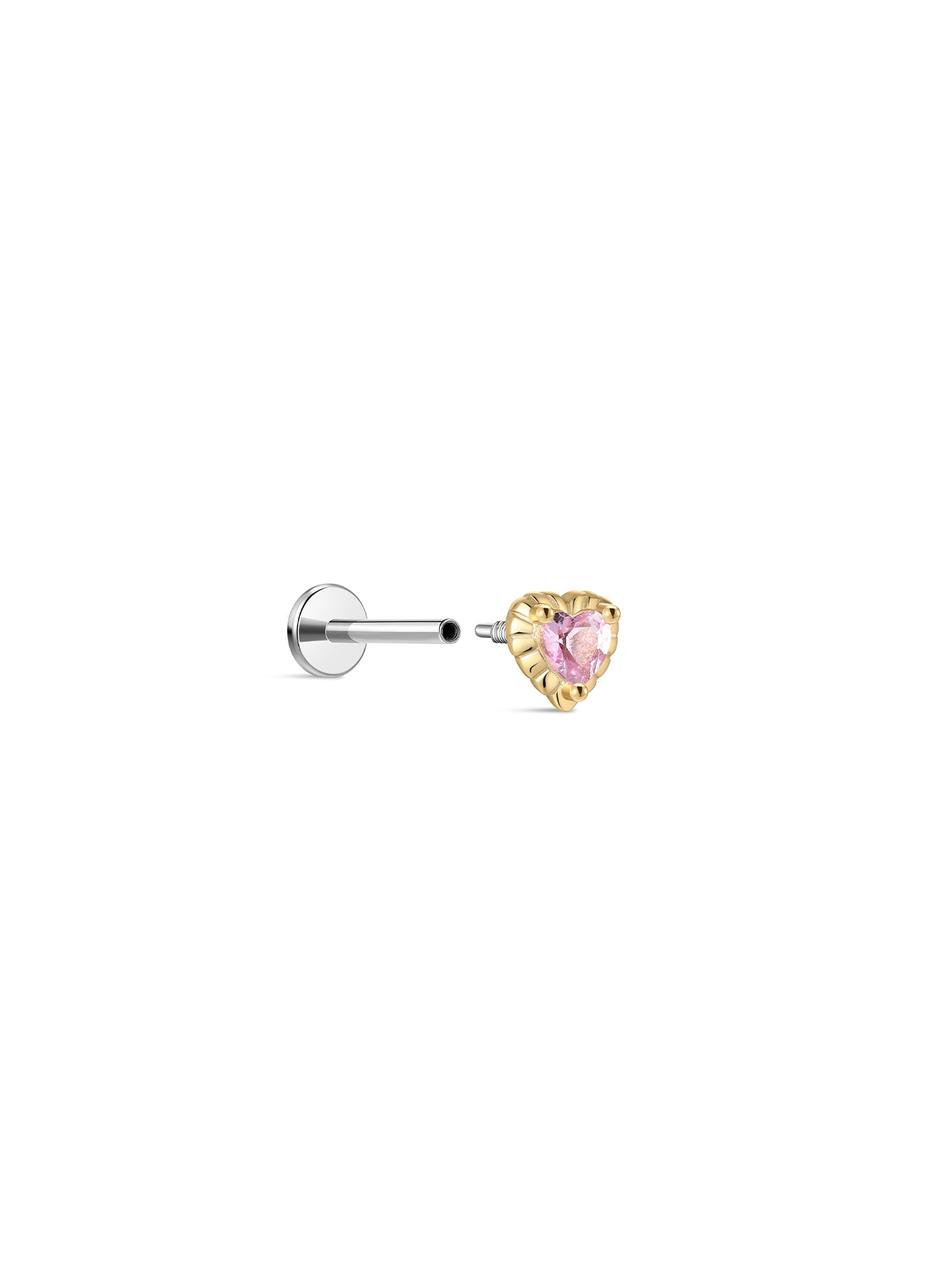 Pink Ritual Heart Stud – 925 Pink CZ Flatback