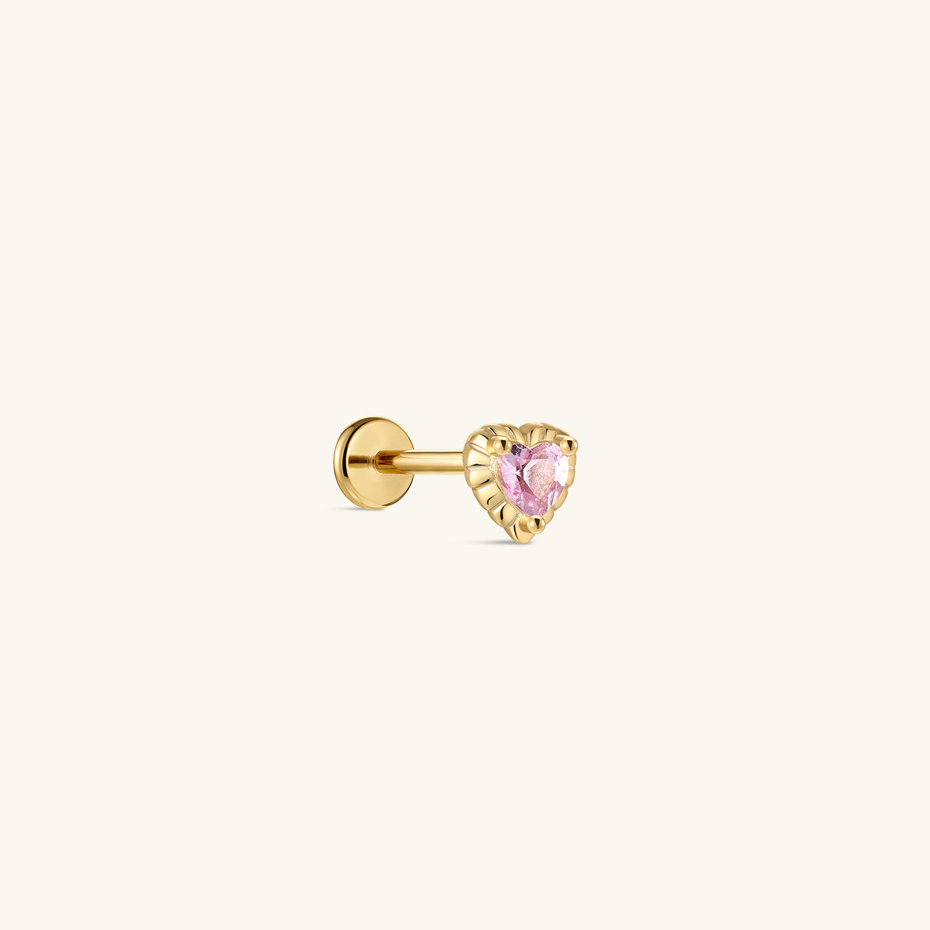 Joias kosiner Pink Ritual Heart Stud – 925 Pink CZ Flatback