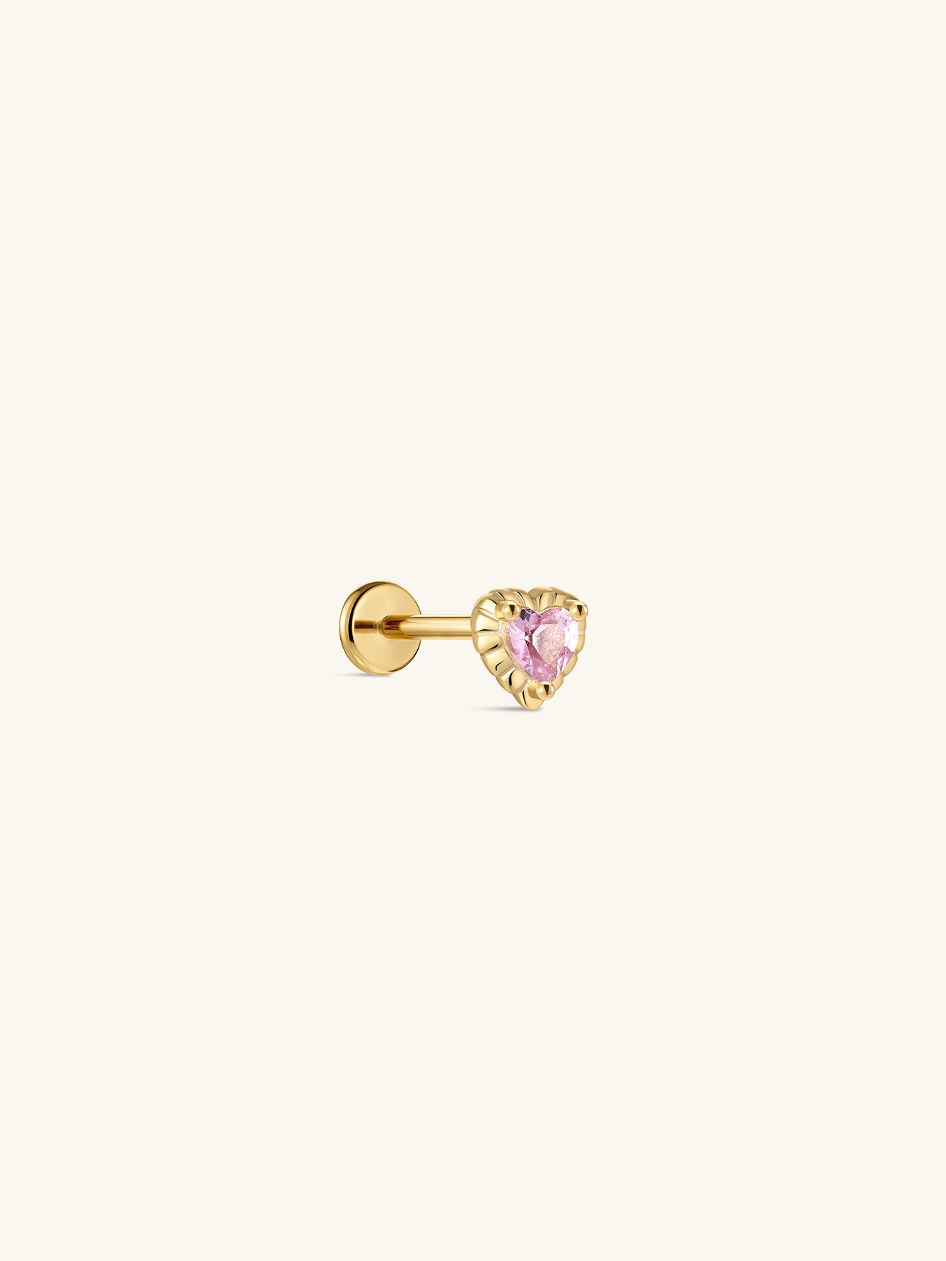 Joias kosiner Pink Ritual Heart Stud – 925 Pink CZ Flatback
