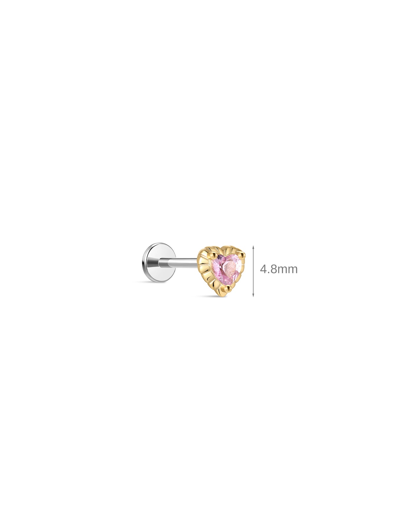Pink Ritual Heart Stud – 925 Pink CZ Flatback