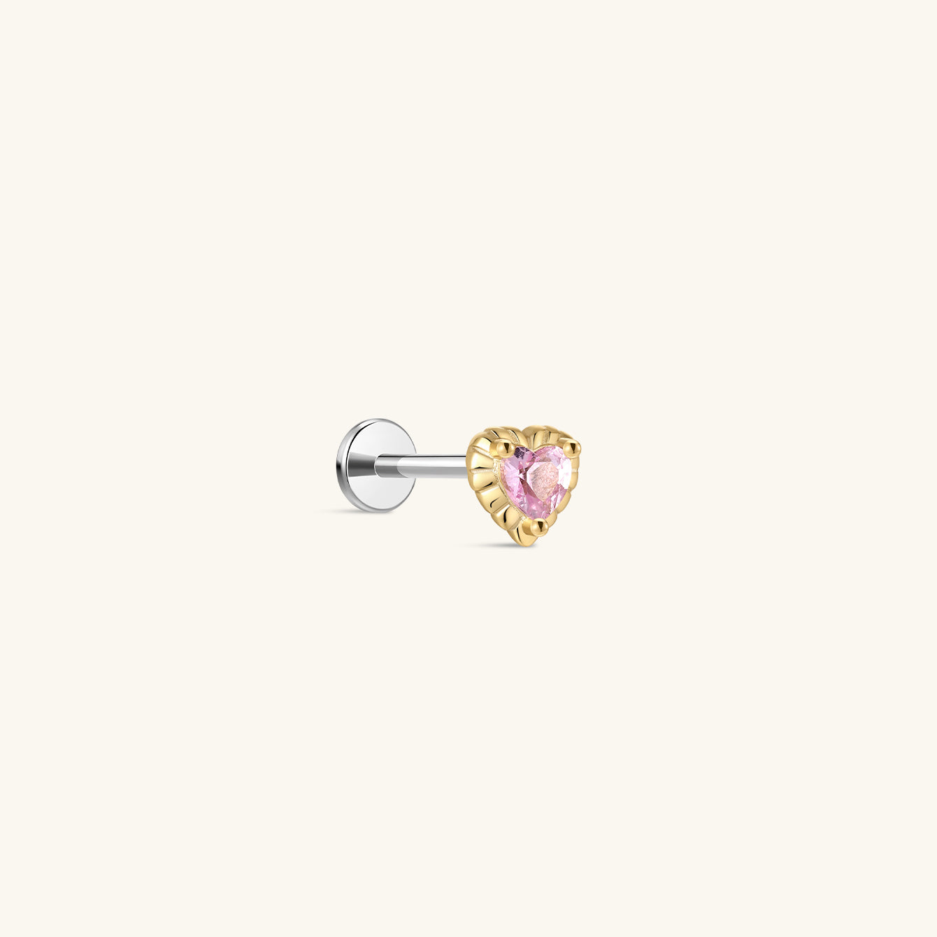 Pink Ritual Heart Stud – 925 Pink CZ Flatback