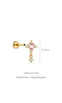 Kosiner Jewelry KOSINER Pink Ritual 925 Sterling Silver Cross Drop Flat Back Stud