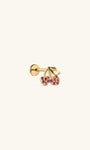 KOSINER Cherry Stud, vergulde 925 sterling zilveren piercingsieraden met platte achterkant
