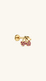 KOSINER Cherry Stud, vergulde 925 sterling zilveren piercingsieraden met platte achterkant