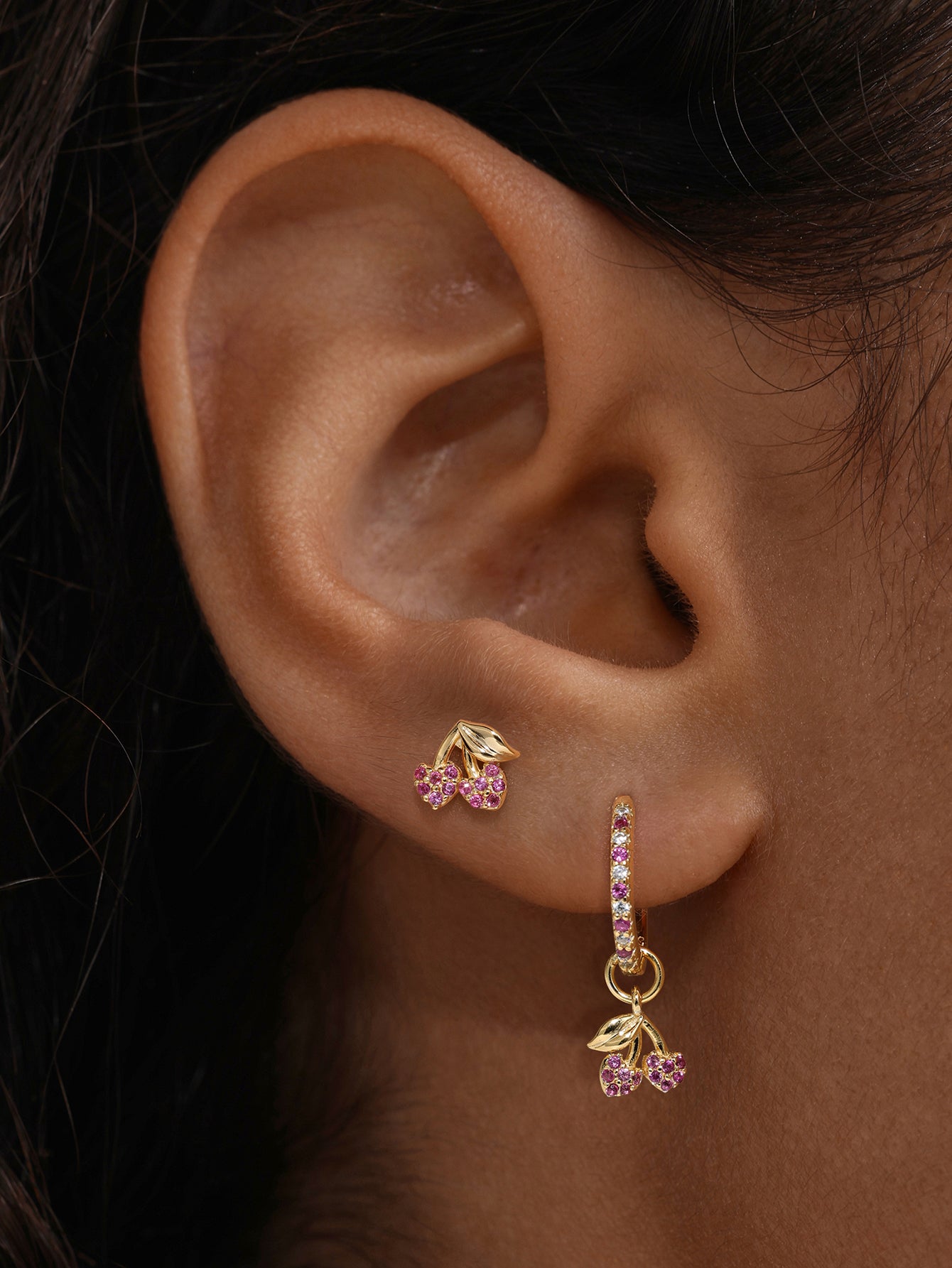 Orchard Cherry Stud - 925 Sterling Silver Flat Back