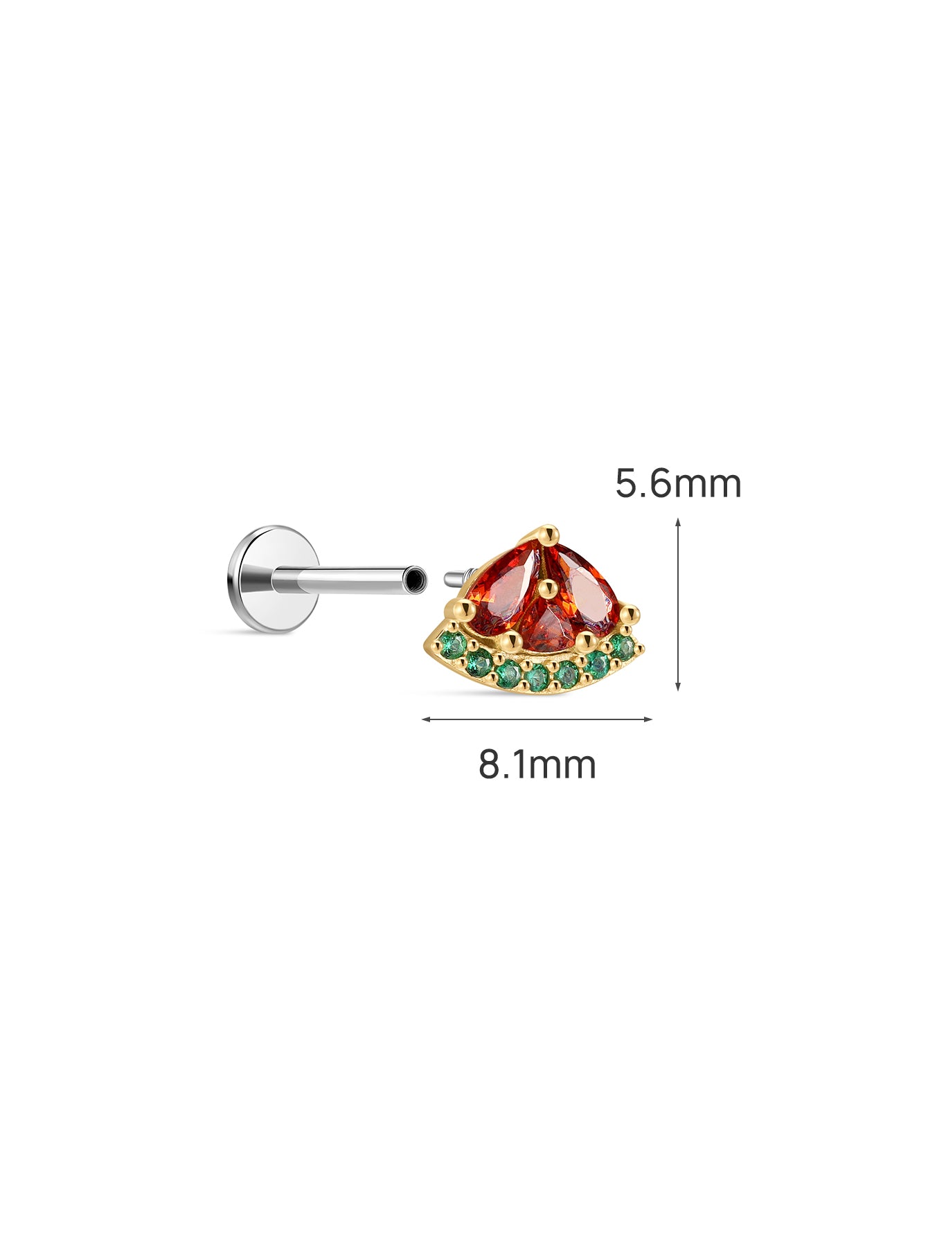 Orchard Watermelon Stud - 925 Sterling Silver Flat Back