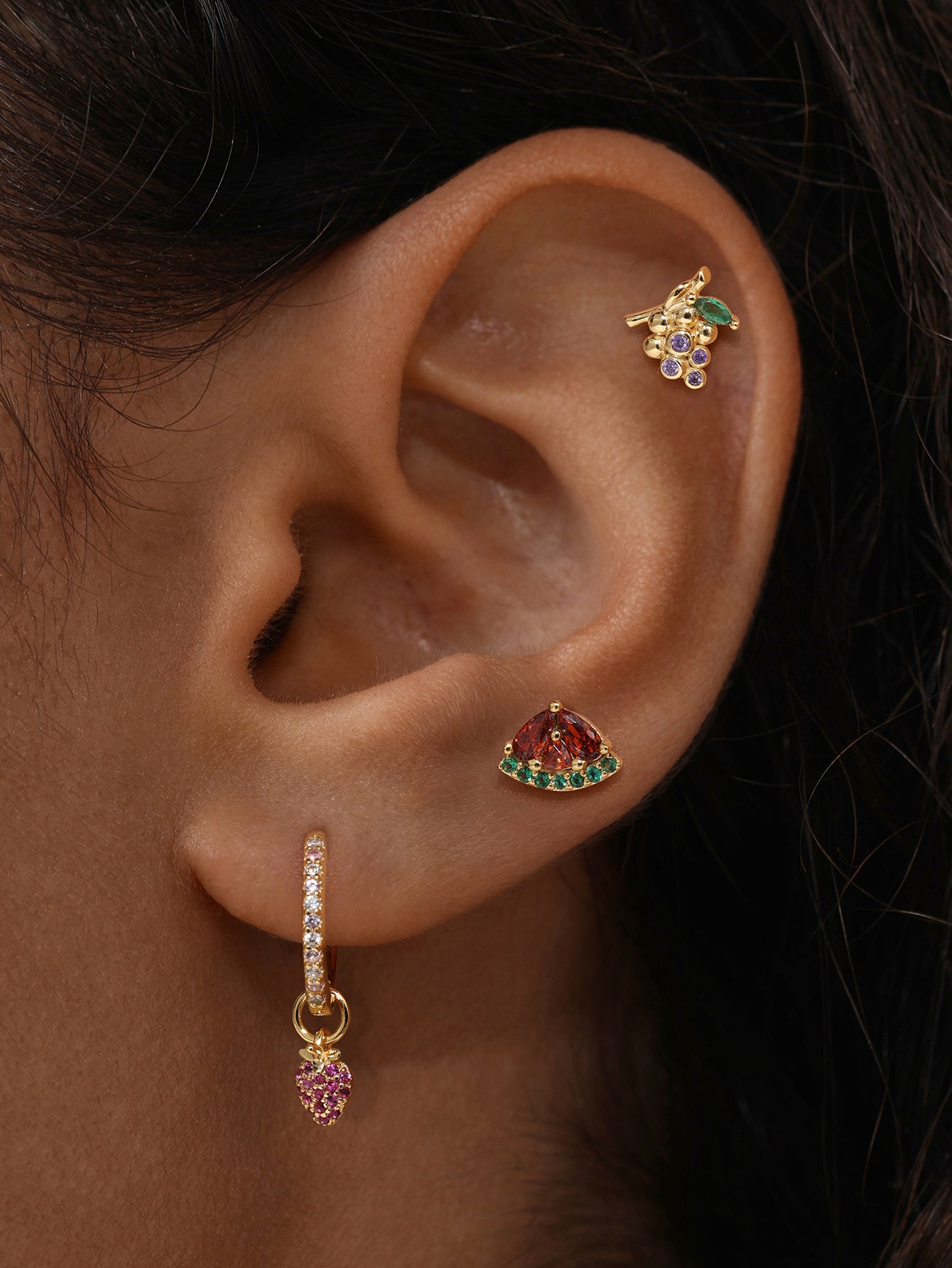 Orchard Strawberry 18K Gold Plated Hoop